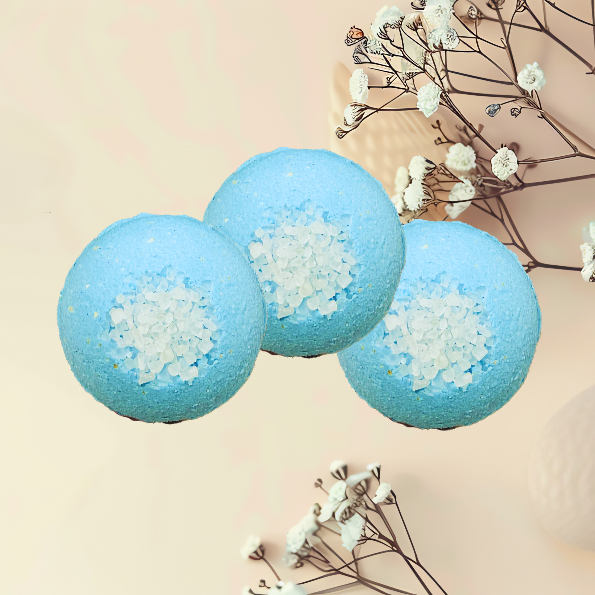 Coconut Cream Oatmeal Skin Nourishing Natural Bath Bombs with Sea Salt | 6 oz