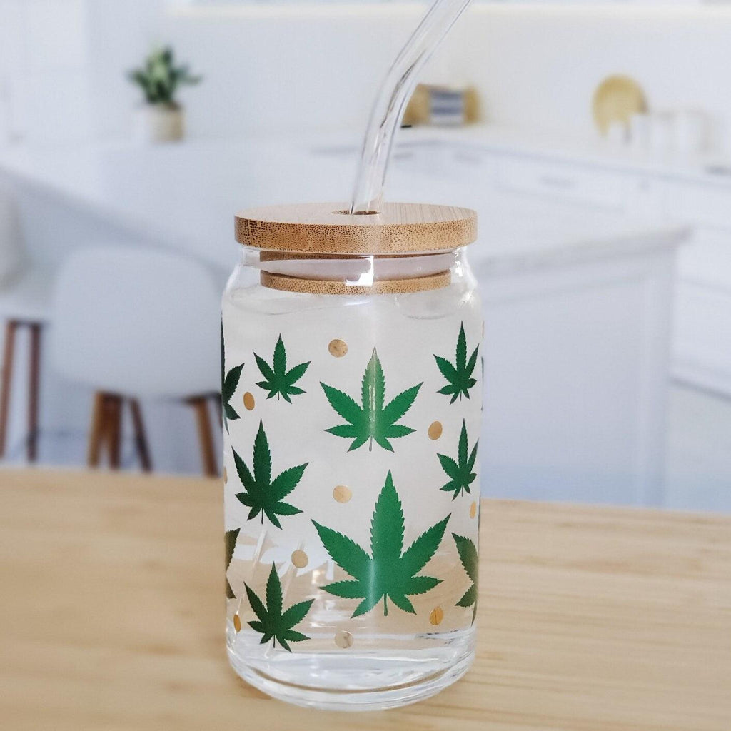 Farbwechselnde Hanfblatt Glas Tasse