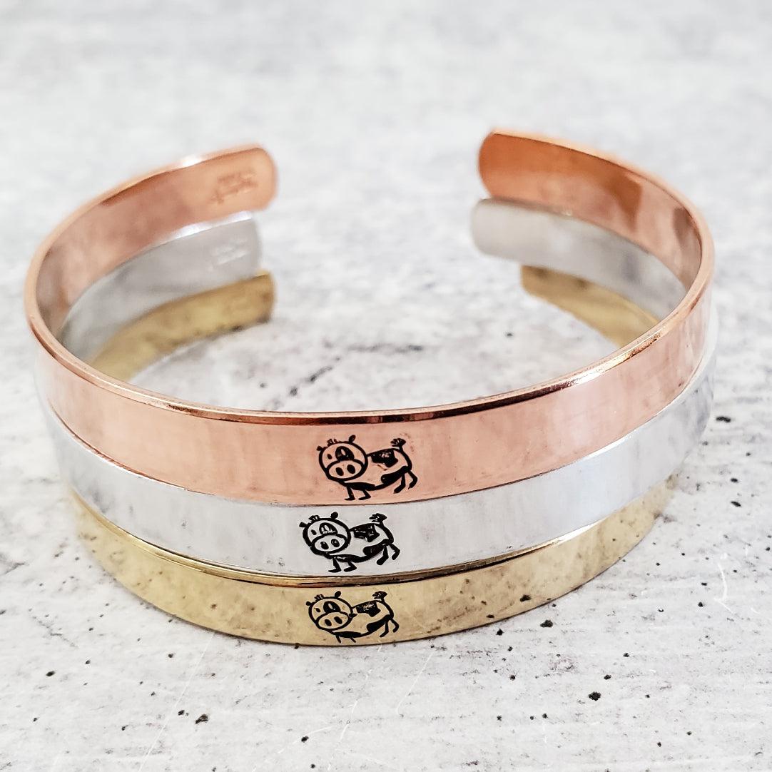 Cow Cuff Vegan Stacking Cuff Bracelet
