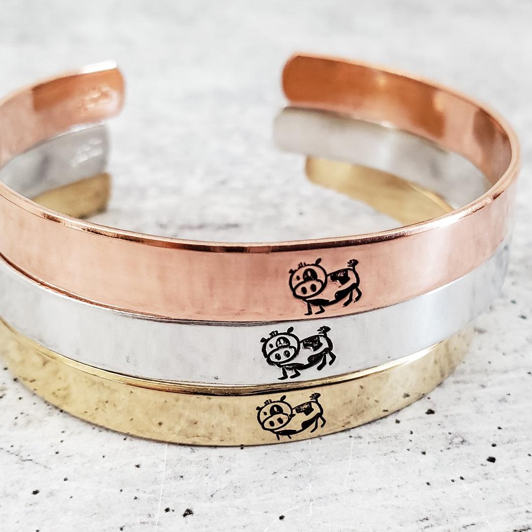 Cow Cuff Vegan Stacking Cuff Bracelet