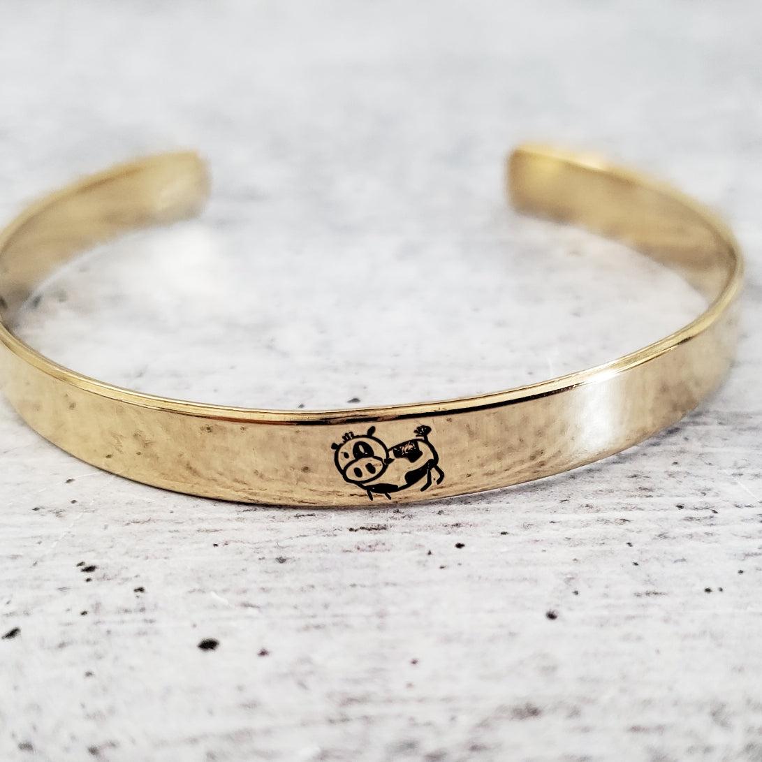 Cow Cuff Vegan Stacking Cuff Bracelet