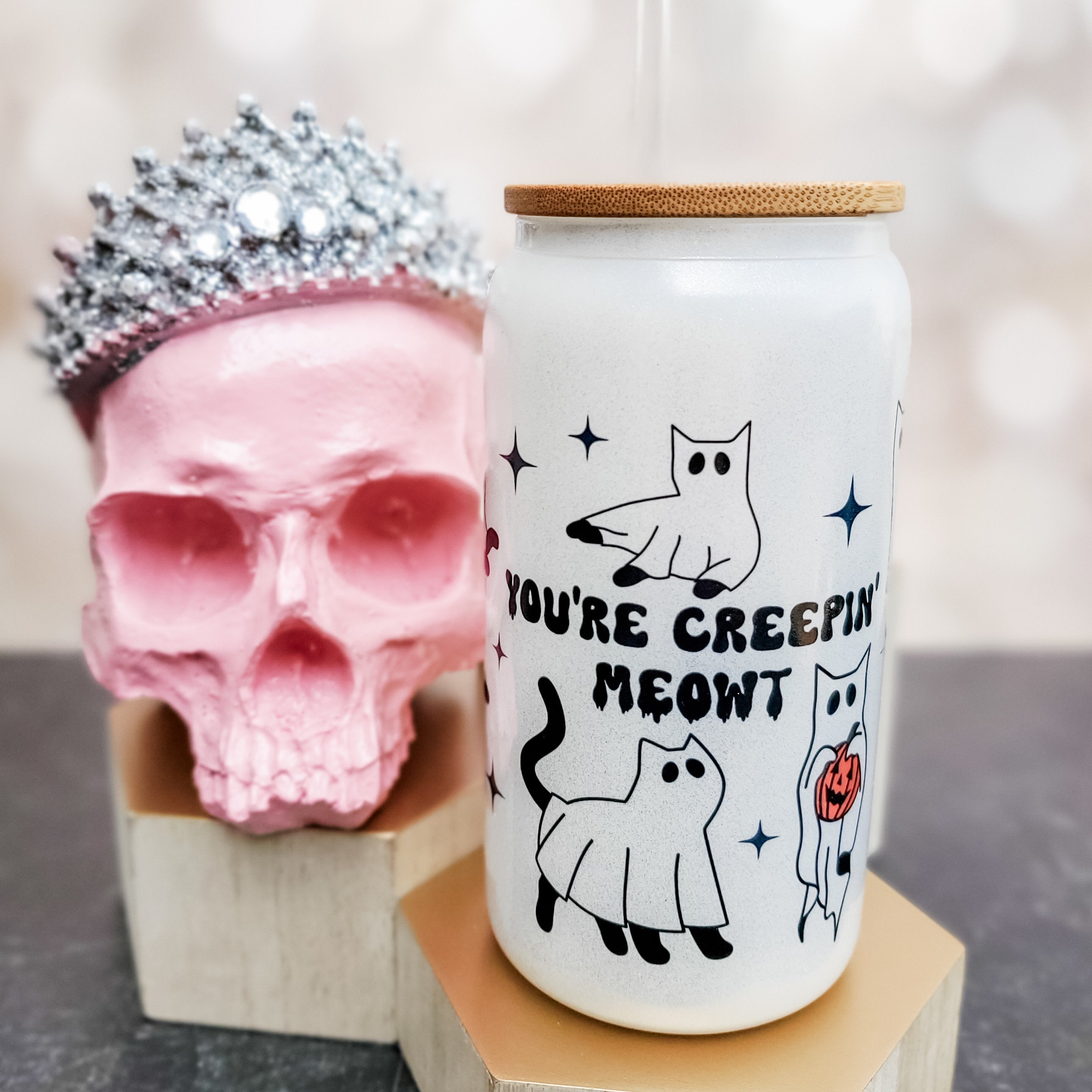 Gruselige Geisterkatze Halloween-Tasse