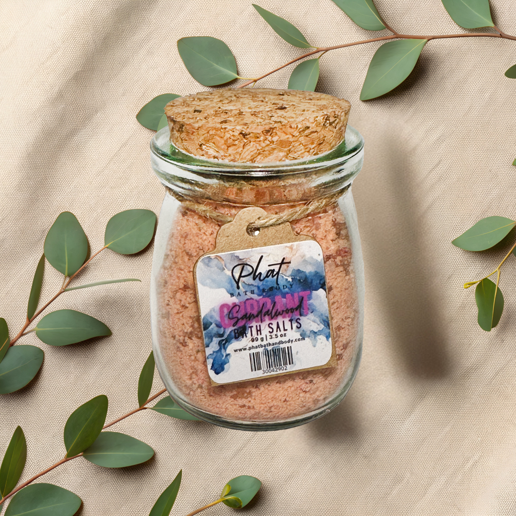 Currant & Sandalwood Natural Bath Salts with Kaolin Clay Avocado Oil & Sea Salt Bath Soak | 3.5 oz