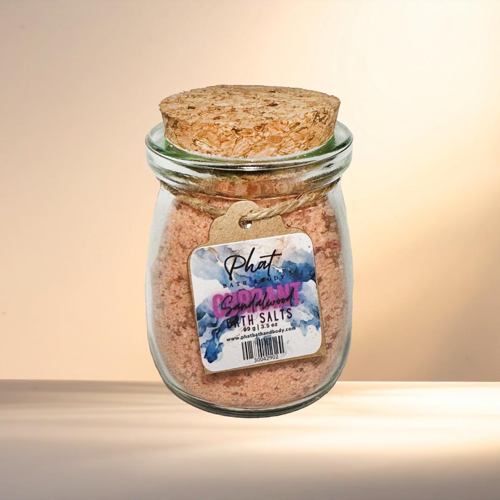 Currant & Sandalwood Natural Bath Salts with Kaolin Clay Avocado Oil & Sea Salt Bath Soak | 3.5 oz
