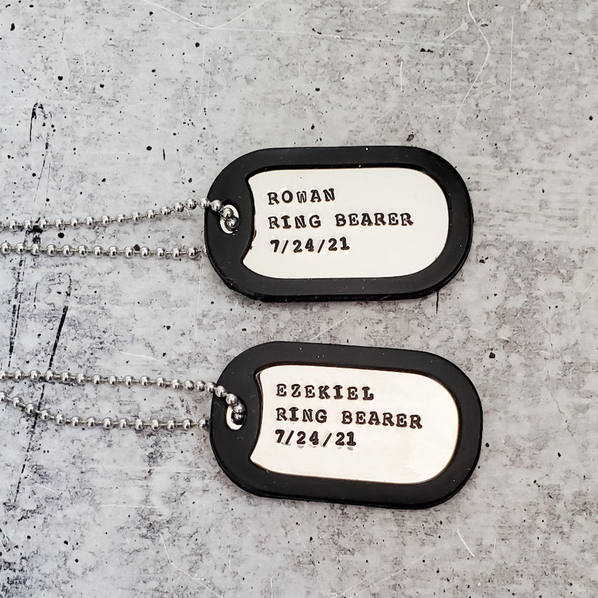 Personalisierte Ringträger Hundeanhänger-Halskette Silber