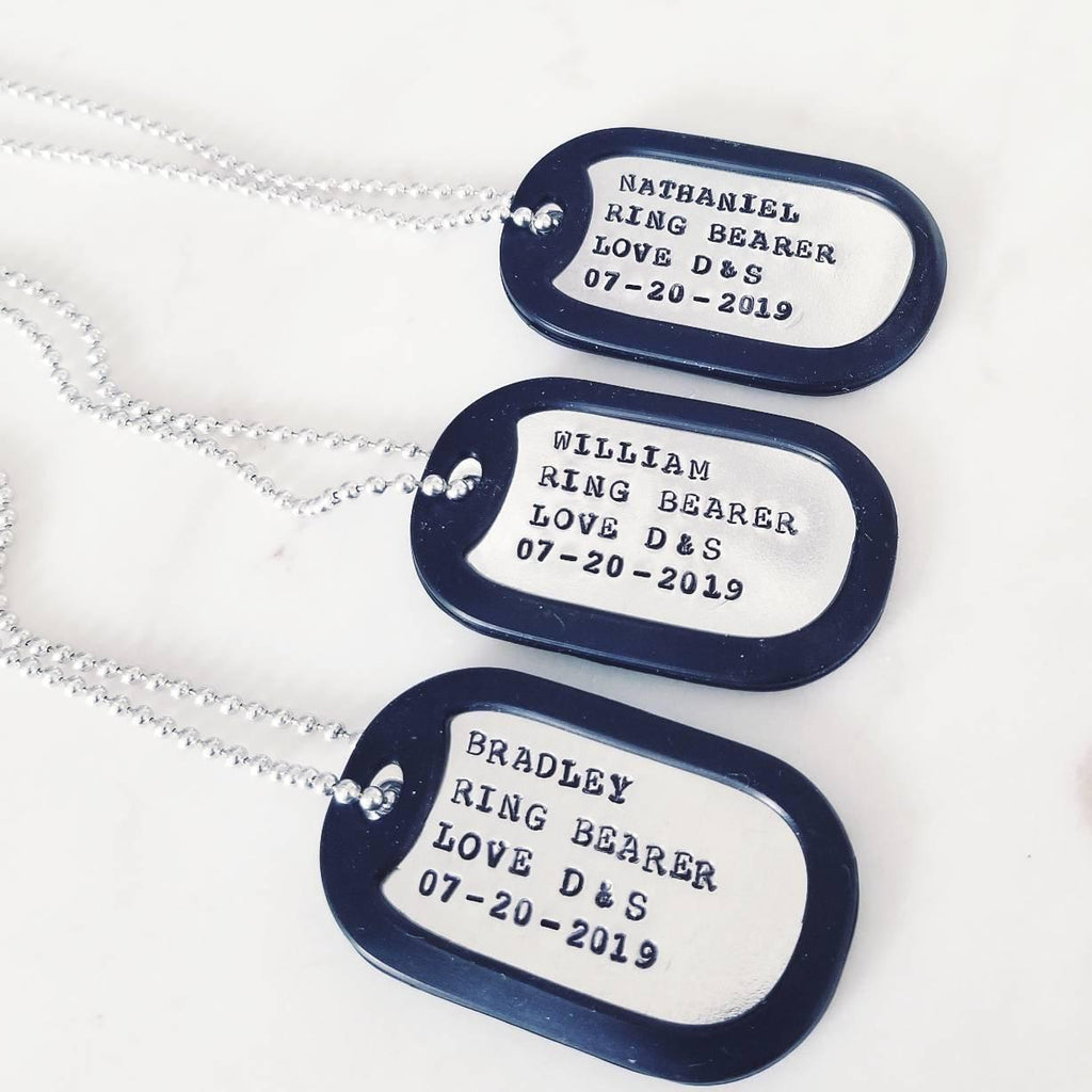 Personalisierte Ringträger Hundeanhänger-Halskette Silber