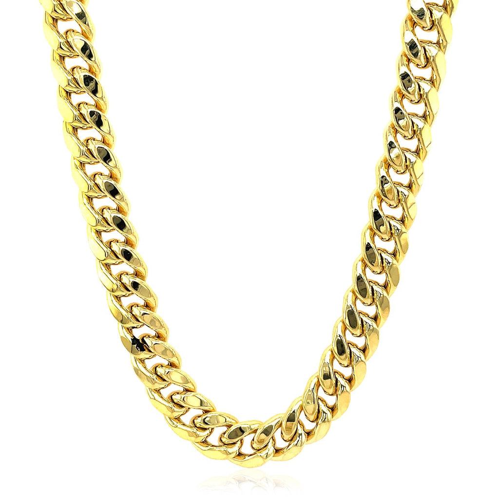 9.0mm 14k Yellow Gold Semi Solid Miami Cuban Chain