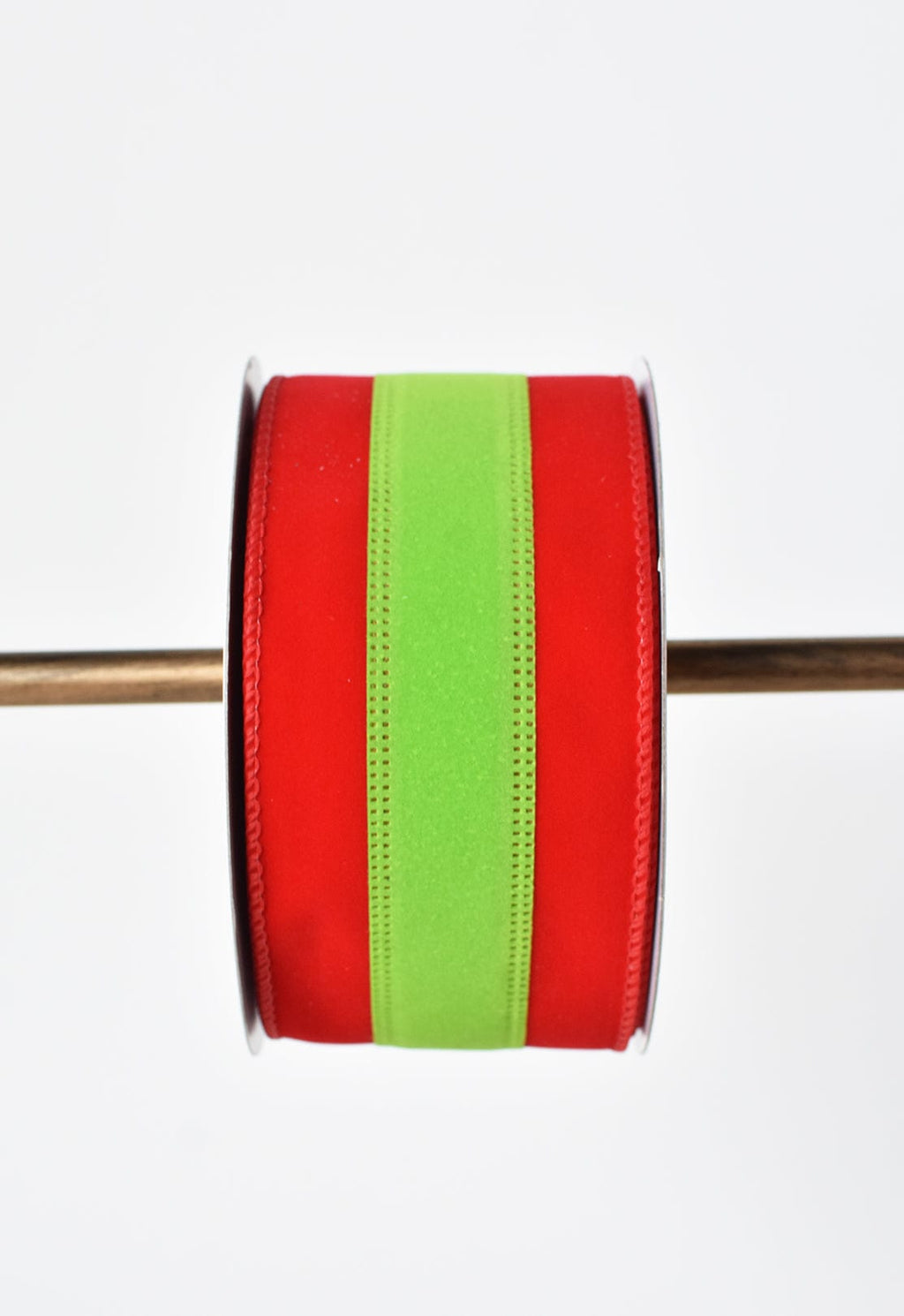 6,35 cm x 9,14 m rotes + limettengrünes Samtband