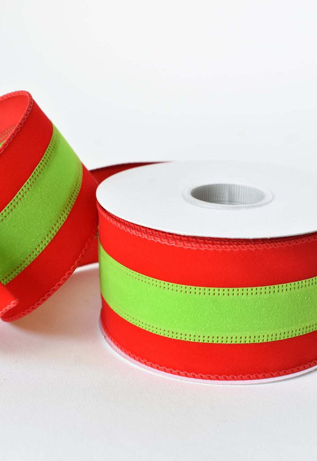 6,35 cm x 9,14 m rotes + limettengrünes Samtband