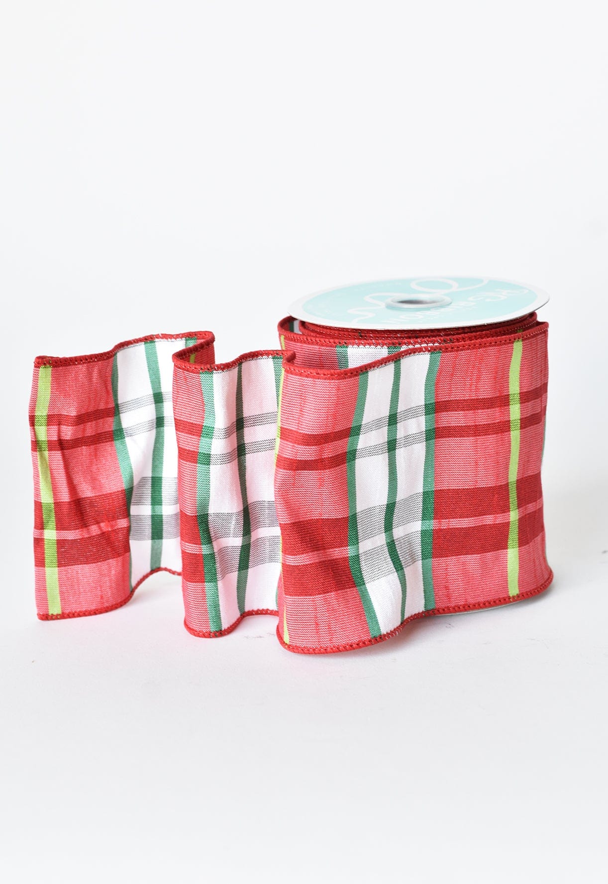 10cm x 9m Rot-weiß-grünes Schottenkaroband