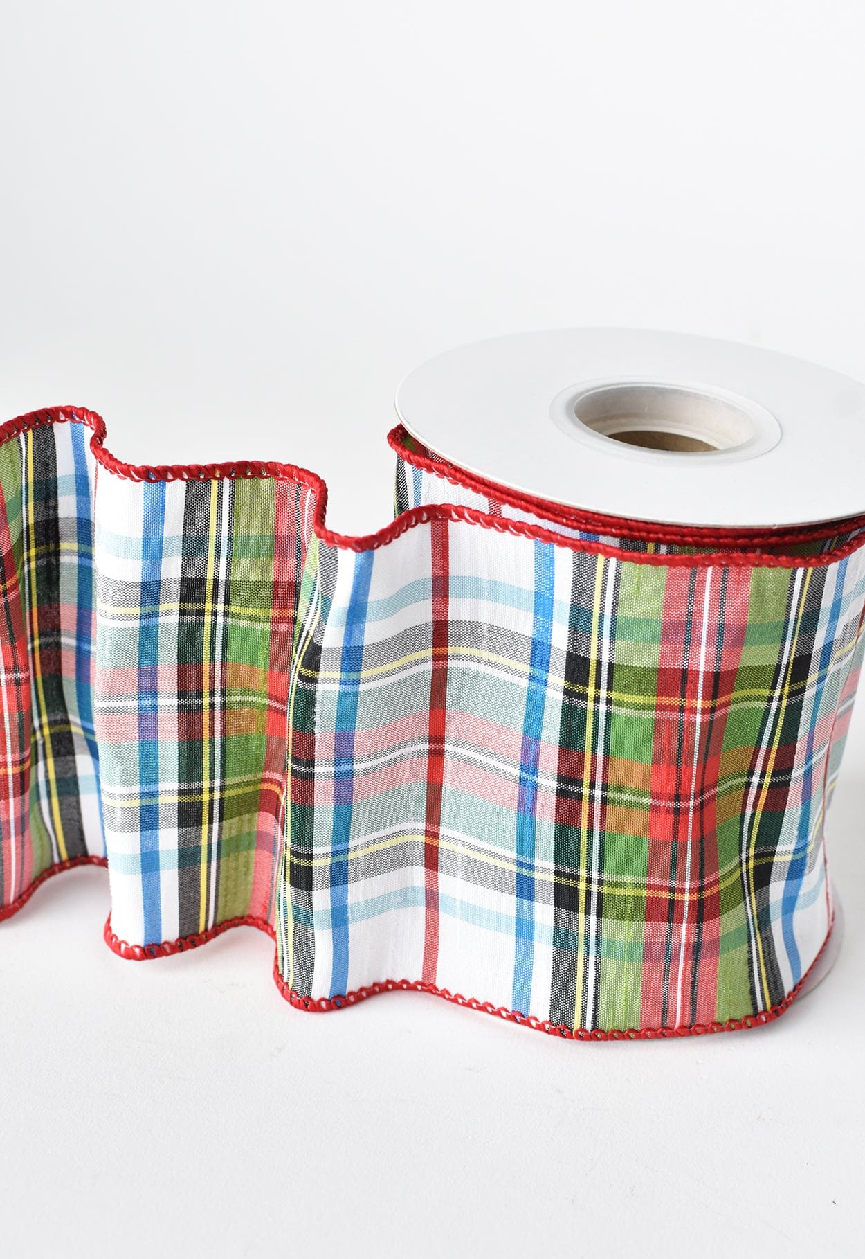 4" x 10yd Stewards Plaid Dupioni Ribbon