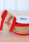 2.5" x 10yd Red/Gold Mesh Ribbon