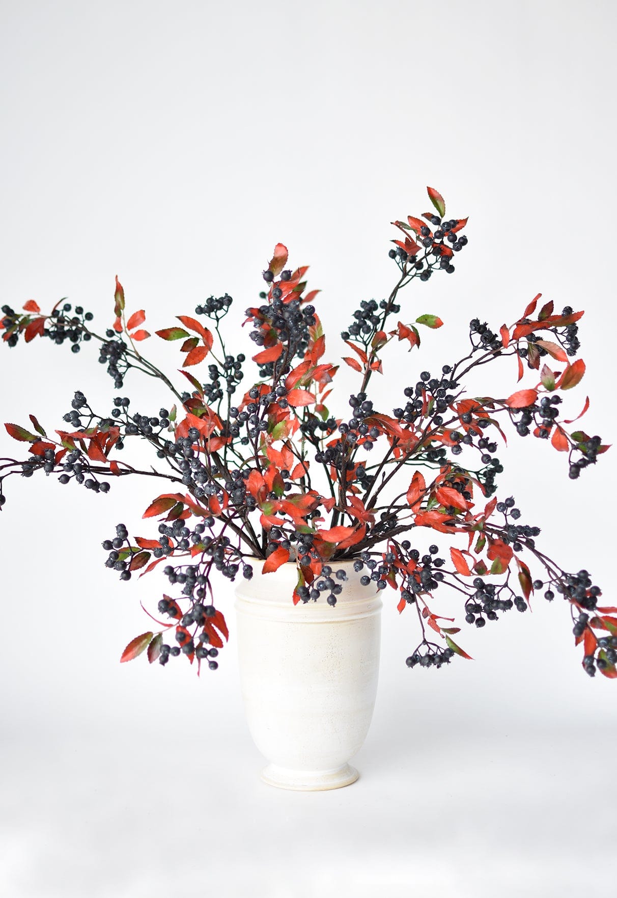 34" Faux Blue Berry w/ Red Foliage Stem