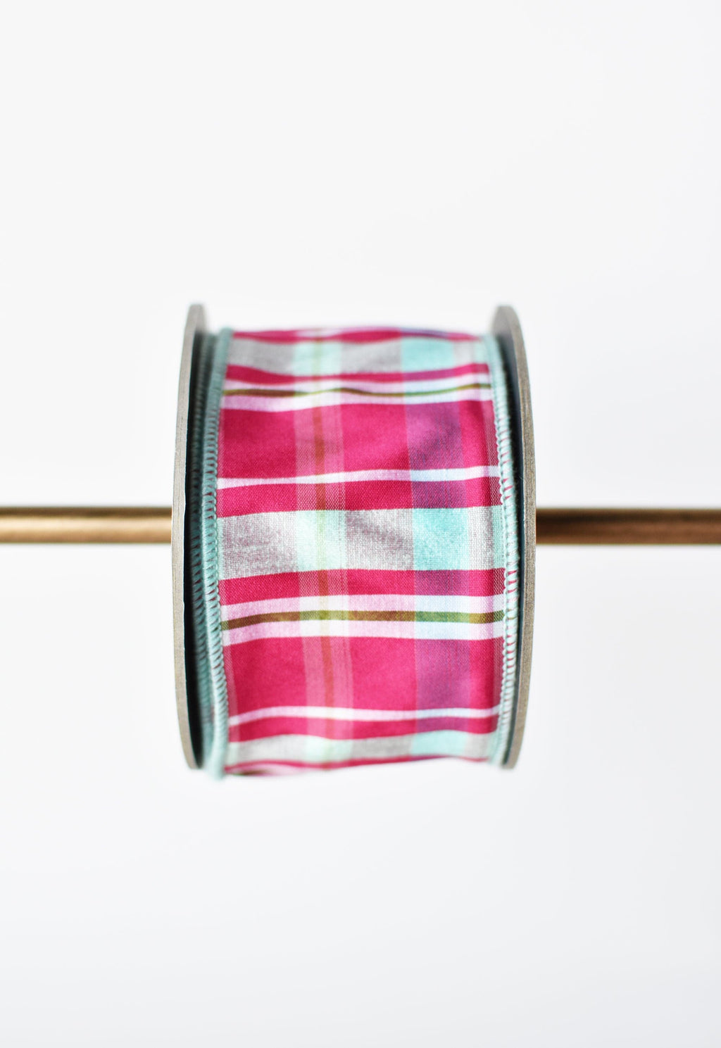2.5" x 10yd Fuchsia and Blue Plaid Ribbon