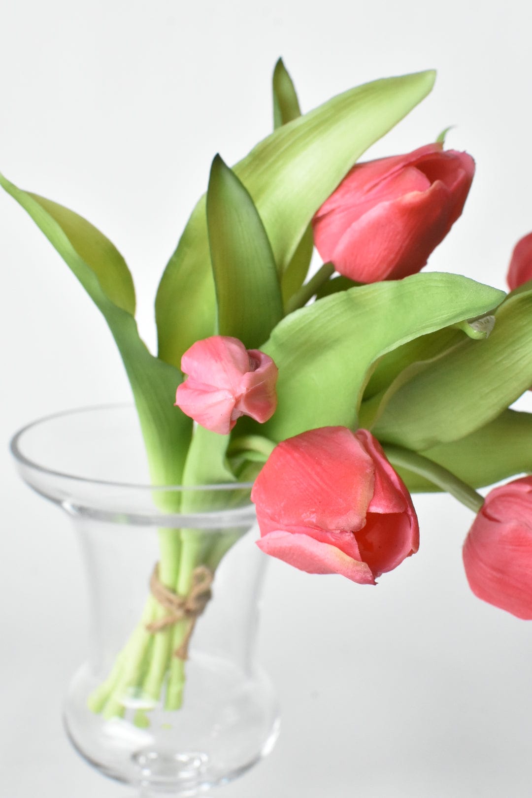 11,75" Künstlicher Real-Touch-Tulpenstiel-Bund in Dunkelrosa