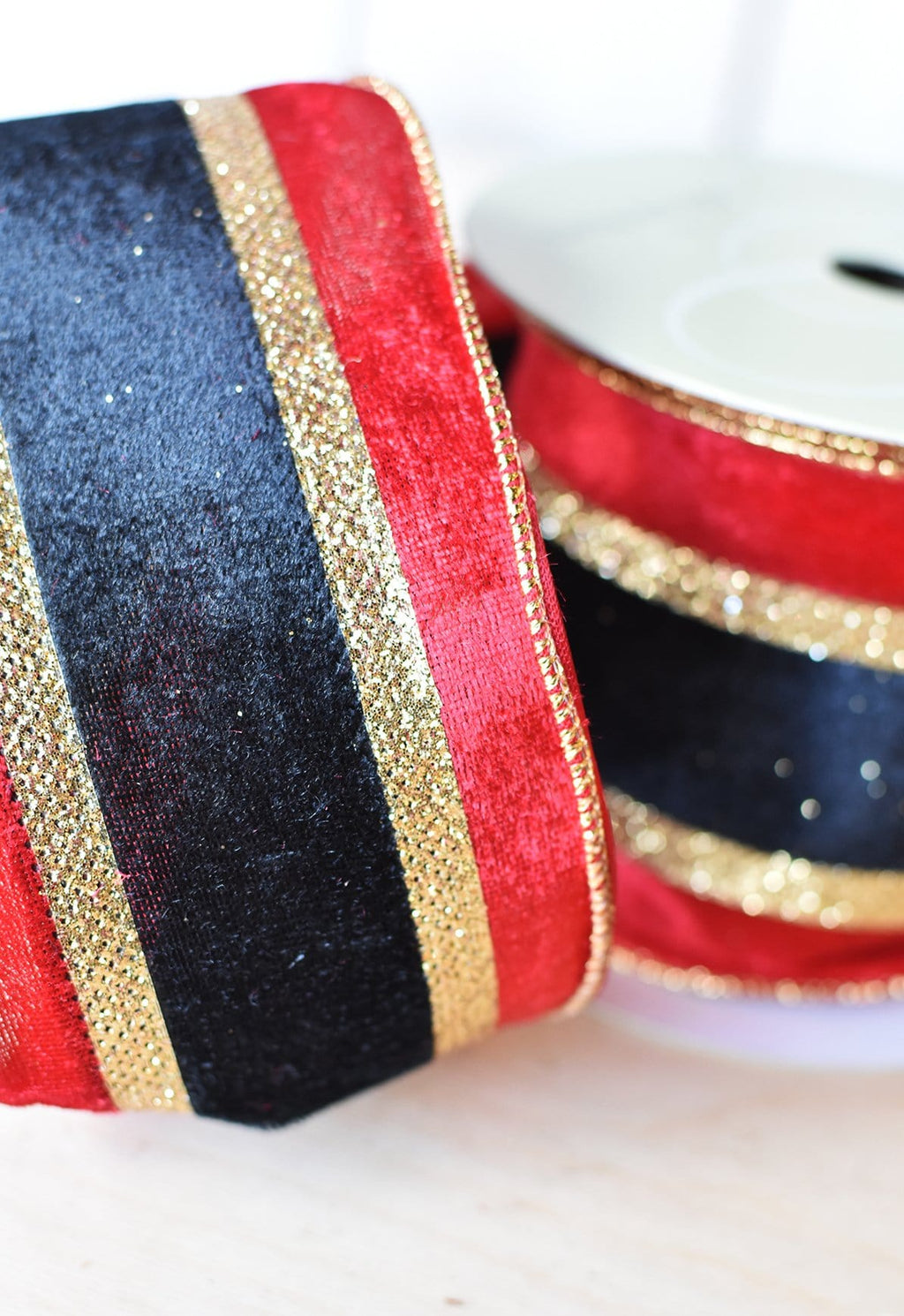 4" x 10yd Red+Black Striped Ribbon