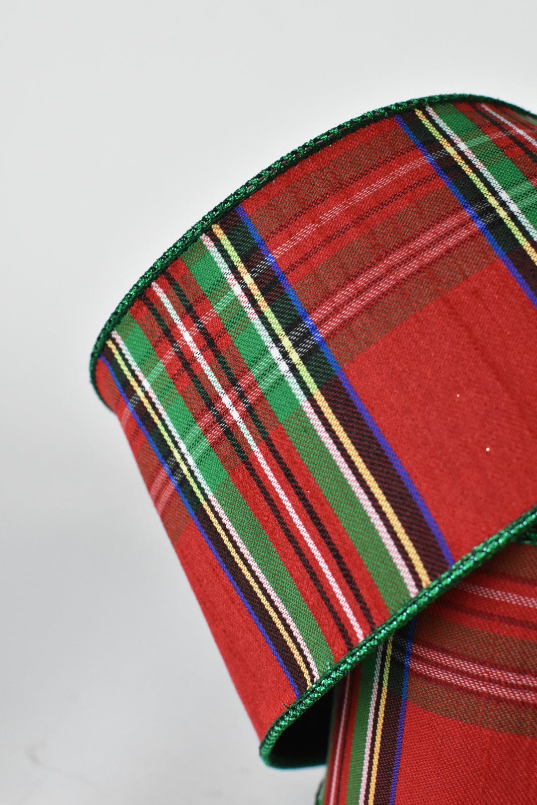 4" Rot-grüner Tartan mit grünem Lamé-Rücken