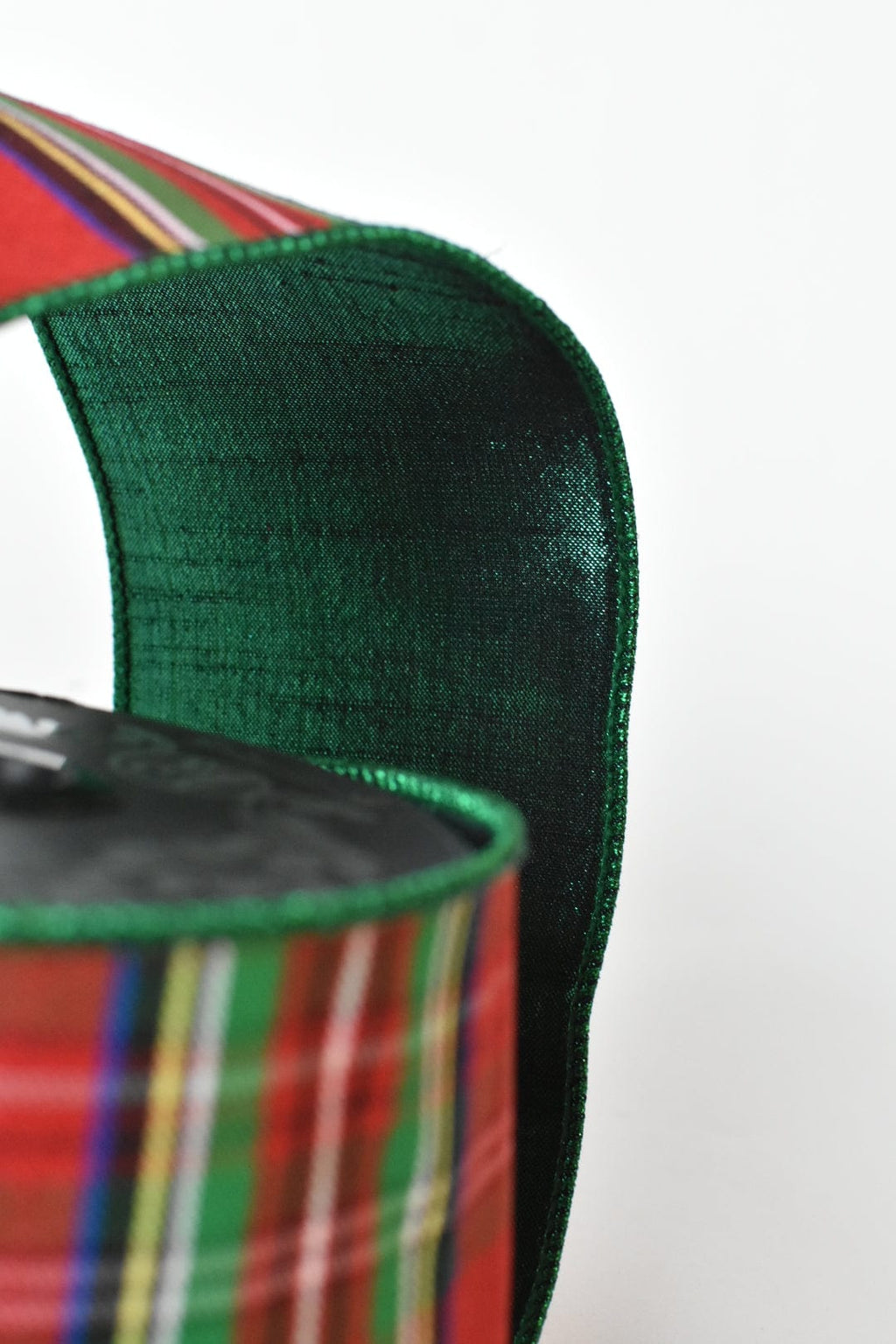 4" Rot-grüner Tartan mit grünem Lamé-Rücken