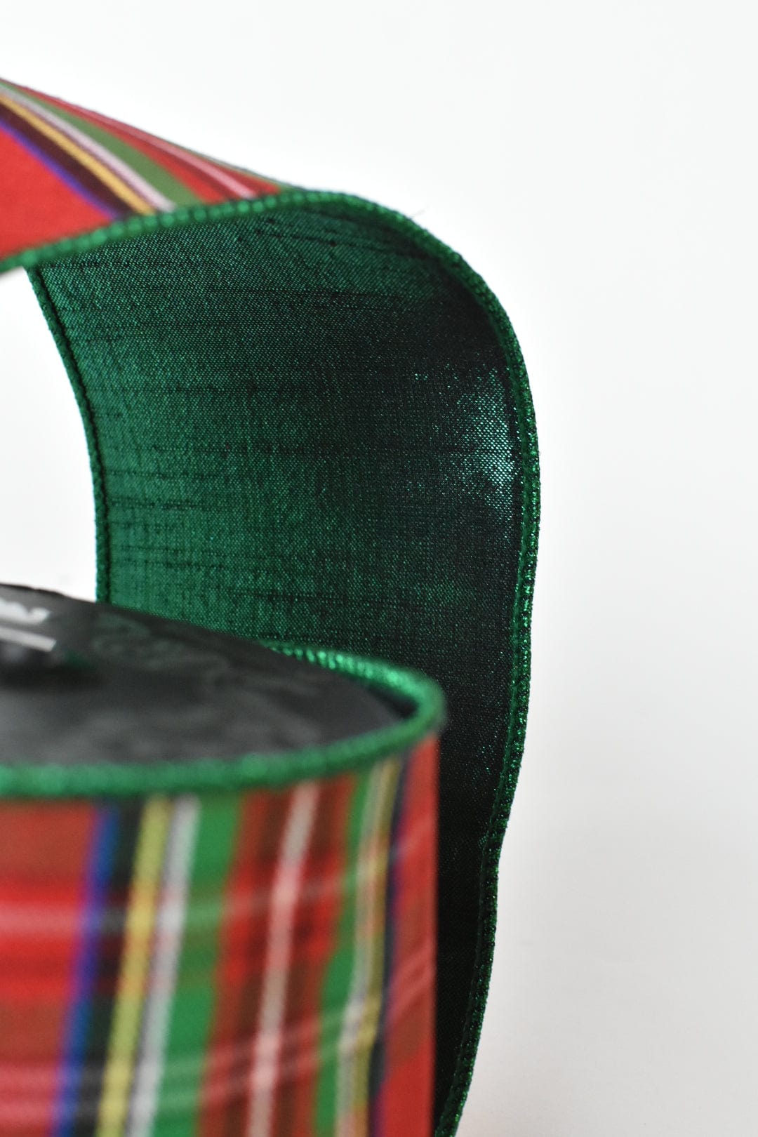 4" Rot-grüner Tartan mit grünem Lamé-Rücken
