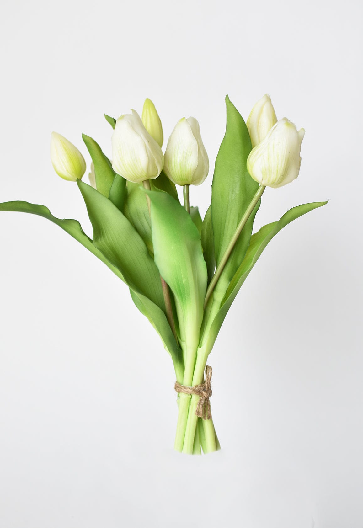 11,75 Zoll Künstlicher, echter weißer Tulpenstiel-Bündel