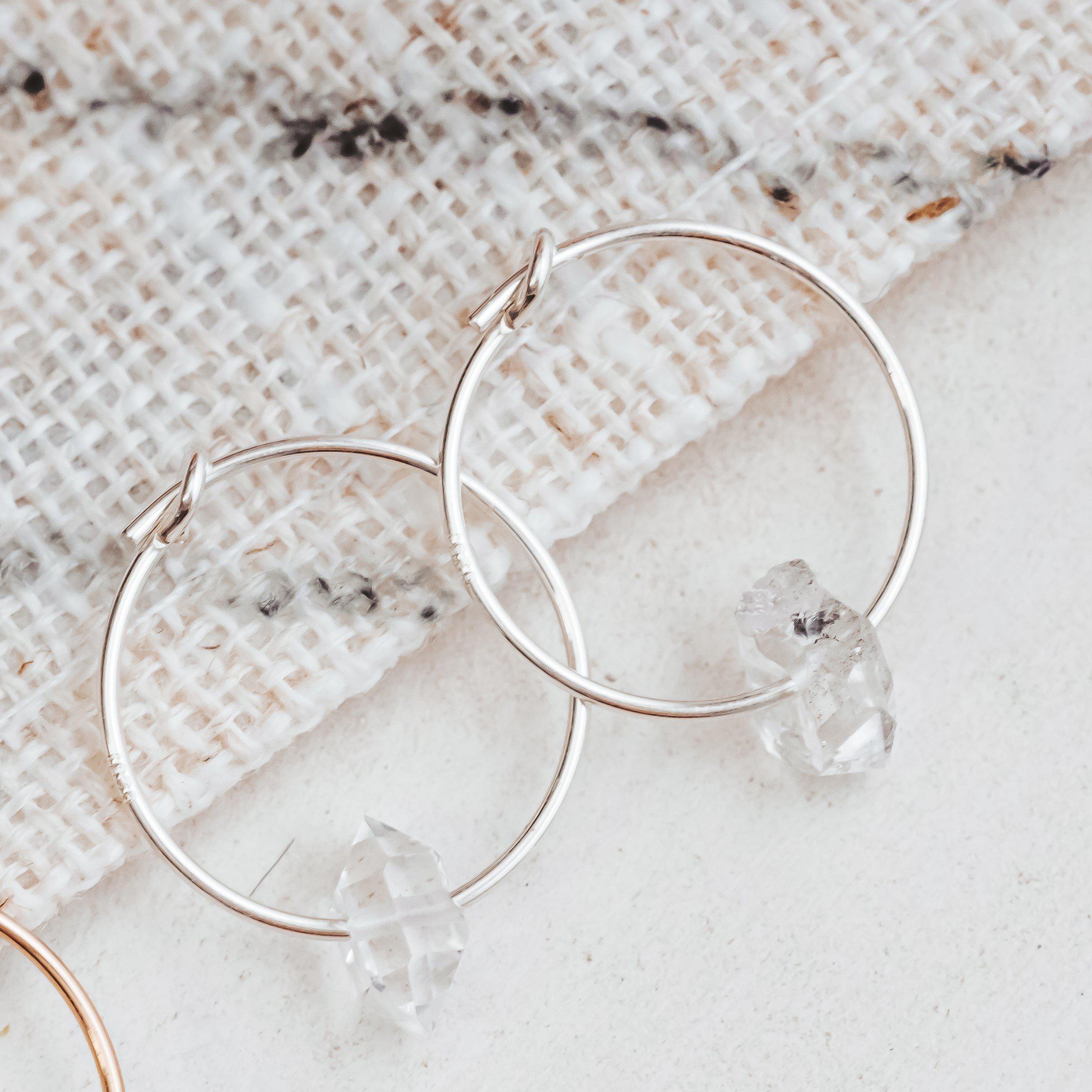 Dainty Herkimer Crystal Hoop Earrings