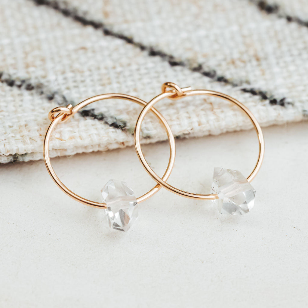 Dainty Herkimer Crystal Hoop Earrings