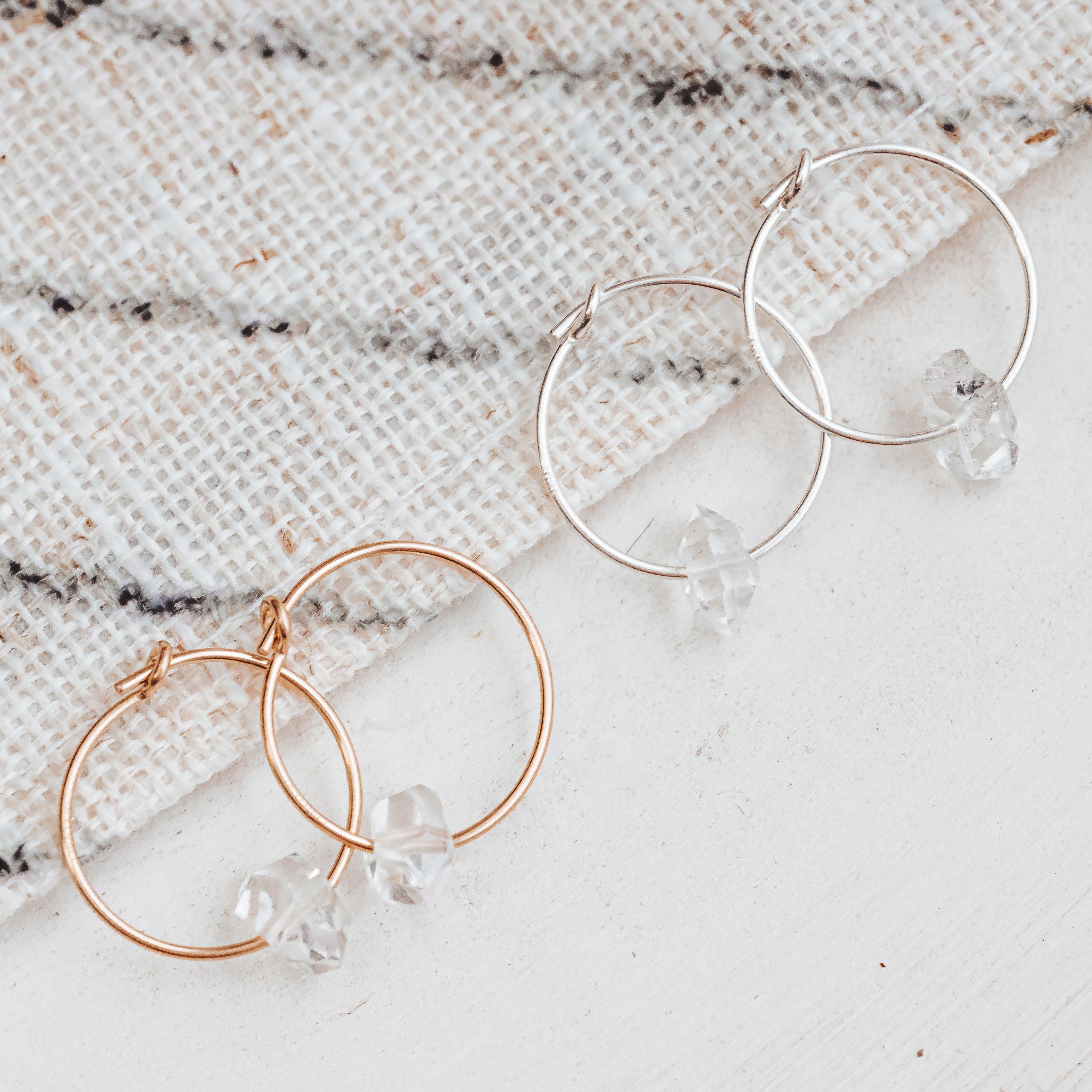 Dainty Herkimer Crystal Hoop Earrings