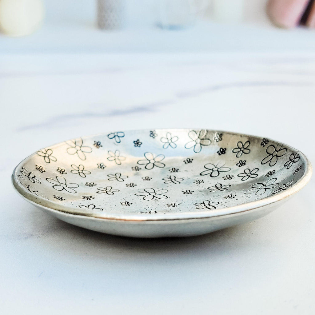 Daisy Pewter Ring Dish