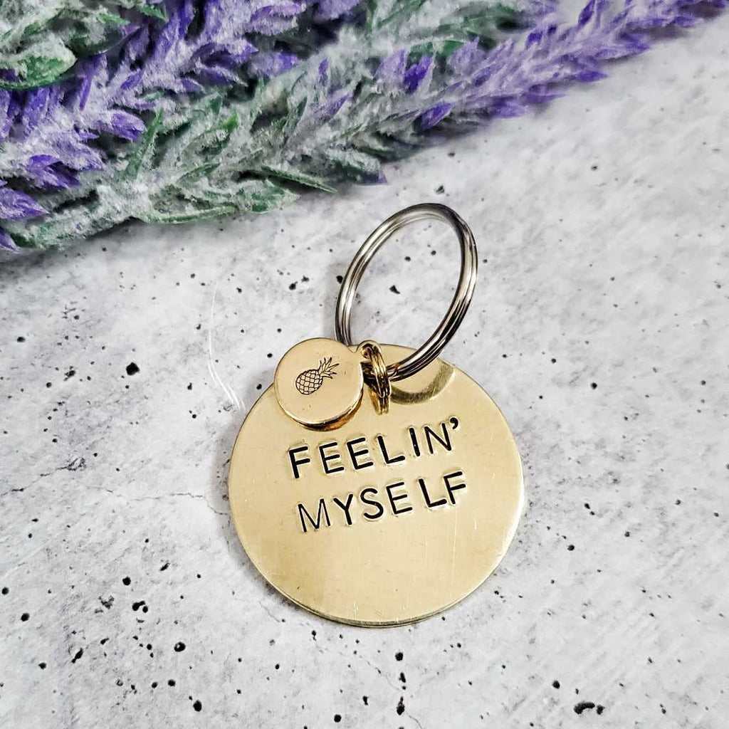 FEELIN' MYSELF Brass Disc Keychain