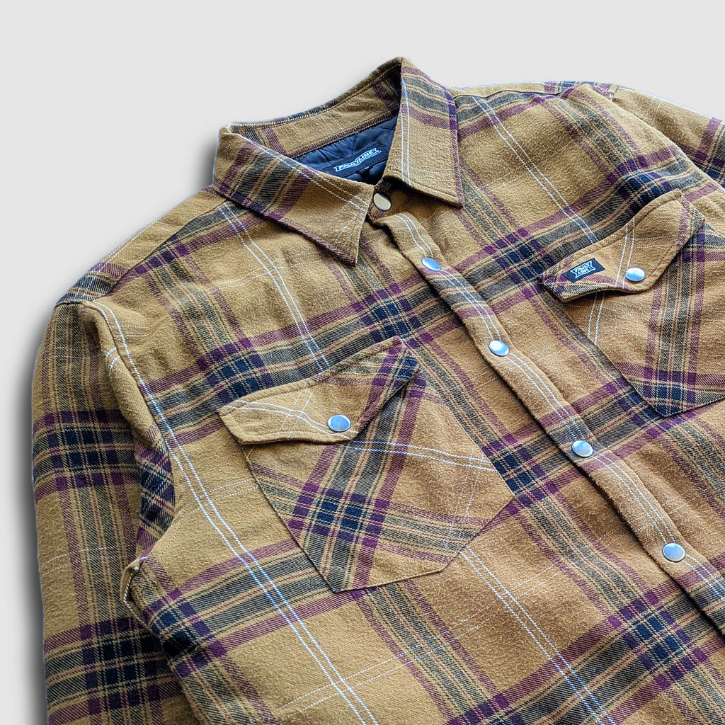 Juniper Insulated Flannel Shacket- Dijon/Maroon