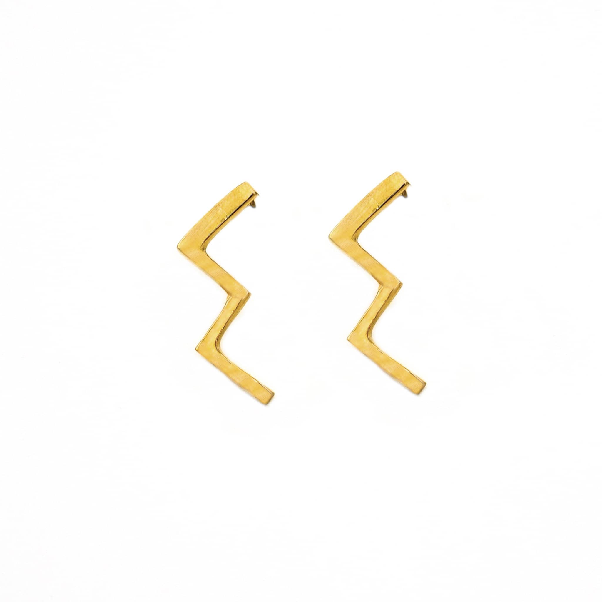 Brass Zig-Zag Post Earrings for Women | Taji