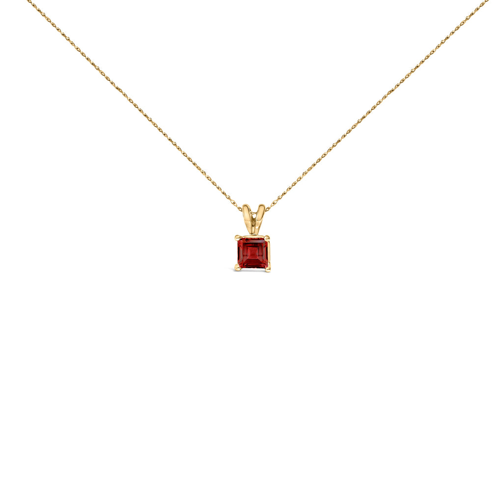 14K White Gold 5x5 MM Square Shaped Purple Amethyst Solitaire Pendant Necklace