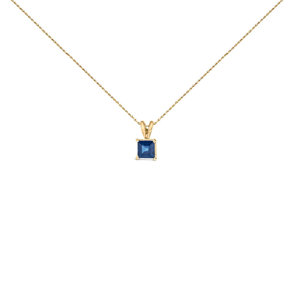 14K White Gold 5x5 MM Square Shaped Purple Amethyst Solitaire Pendant Necklace