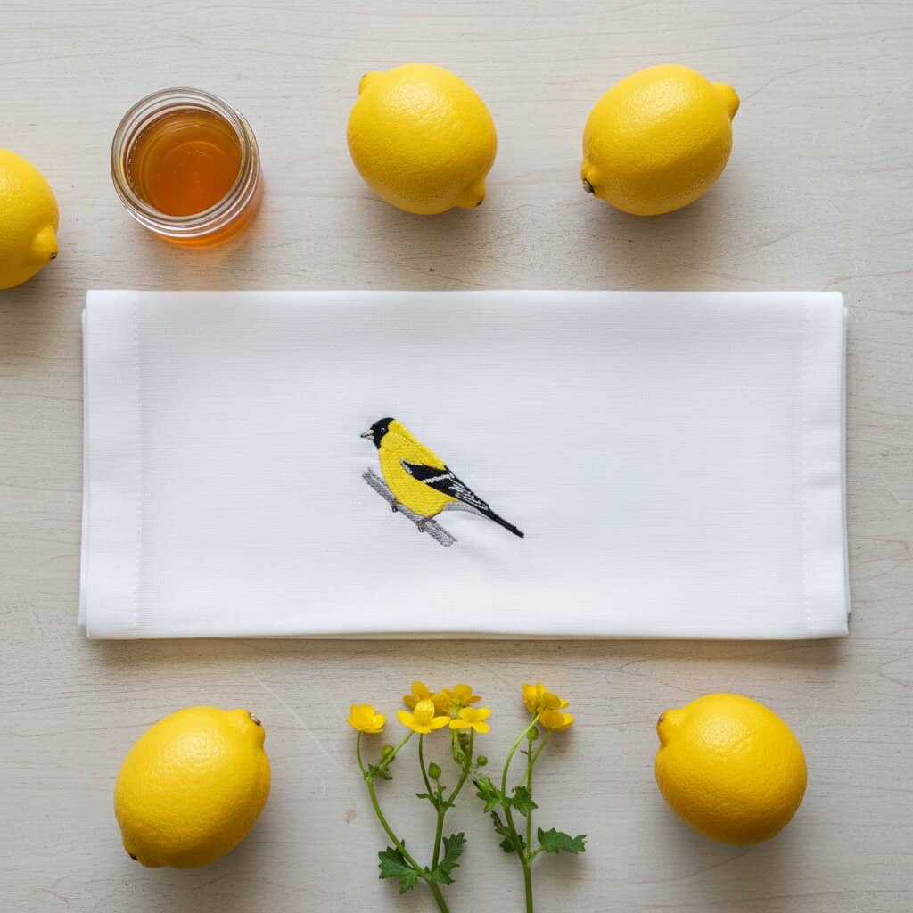 Bird Embroidered Cotton Tea Towels - Handmade Kitchen Gift