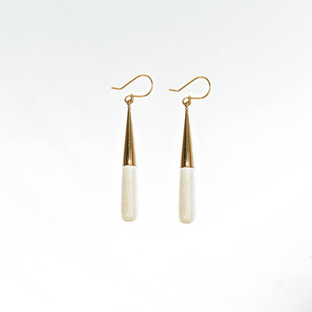 Brass & Horn Teardrop Dangle Earrings | Guru