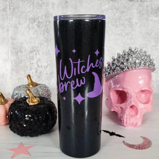 HALLOWEEN Hexengebräu Schwarzer Glitzerbecher