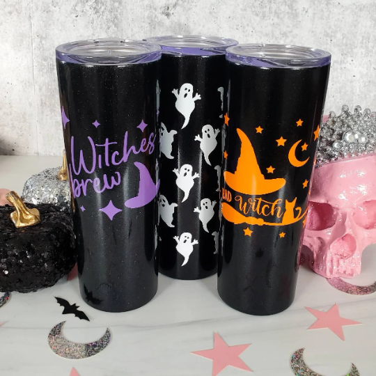 HALLOWEEN Hexengebräu Schwarzer Glitzerbecher