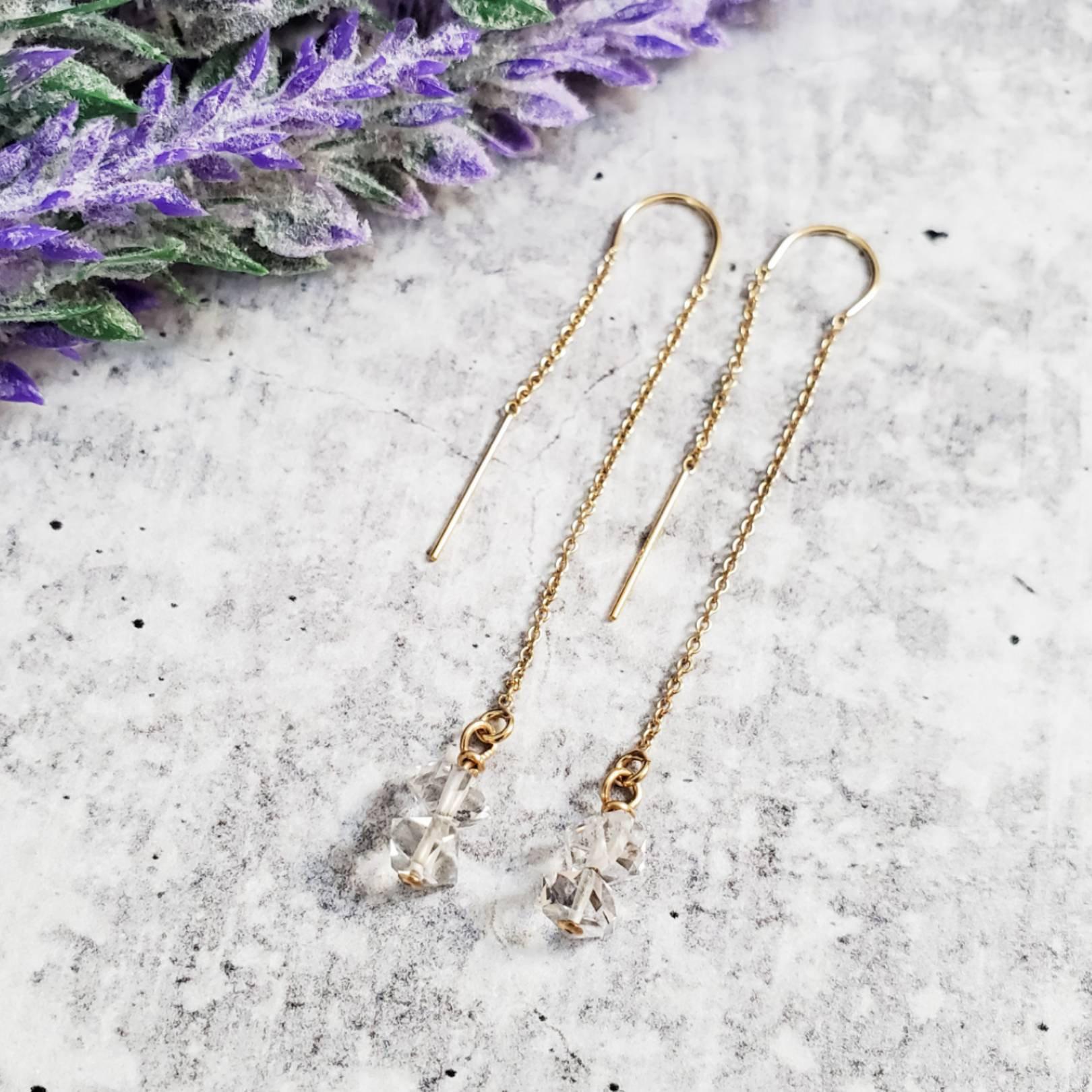 Herkimer Diamond Threader Earrings