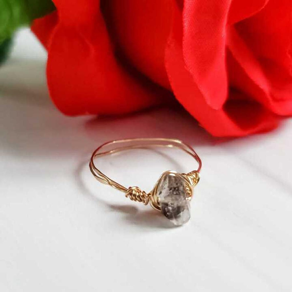 Herkimer Diamond Wire Wrapped Stacking Ring