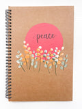 Peace, Large Hand-Painted Spiral Bound Journal