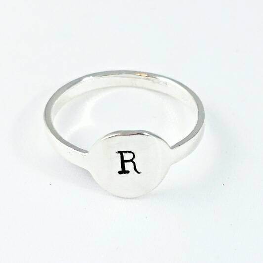 Initial Signet Sterling Silver Ring