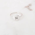 Initial Signet Sterling Silver Ring