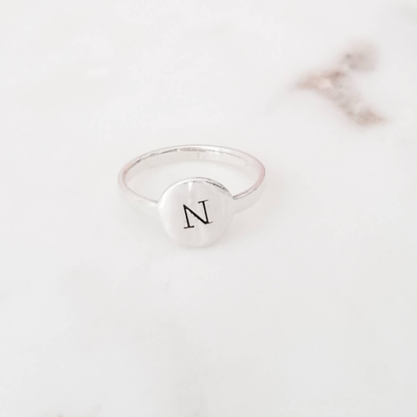 Initial Signet Sterling Silver Ring