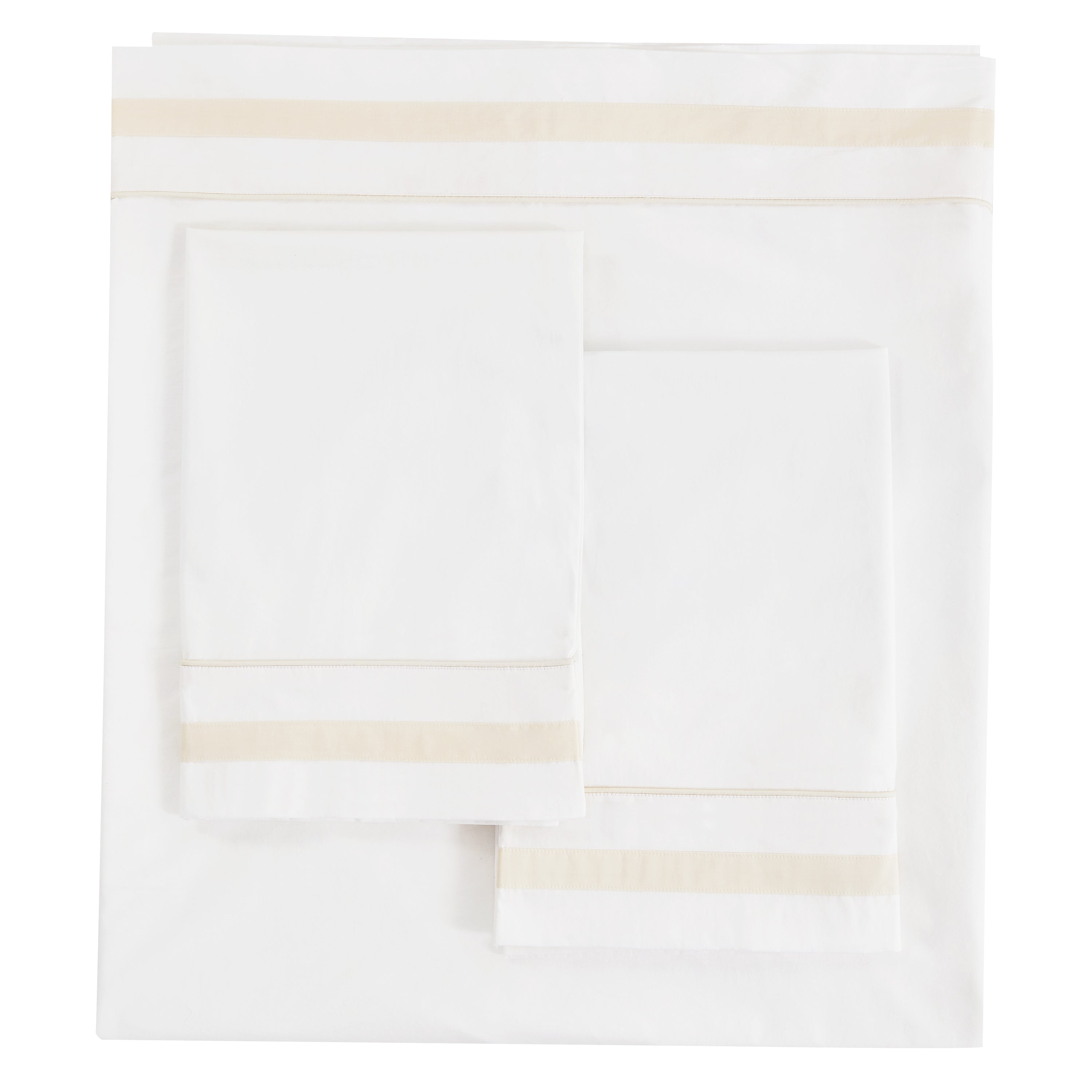 Klassisches Percale-Baumwoll-Bettlaken-Set mit Doppelborte
