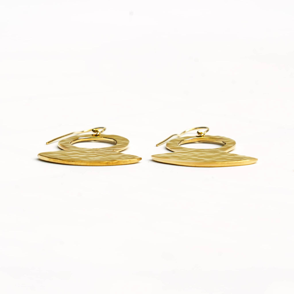 Hammered Brass Teardrop Pendant Earrings | Juba