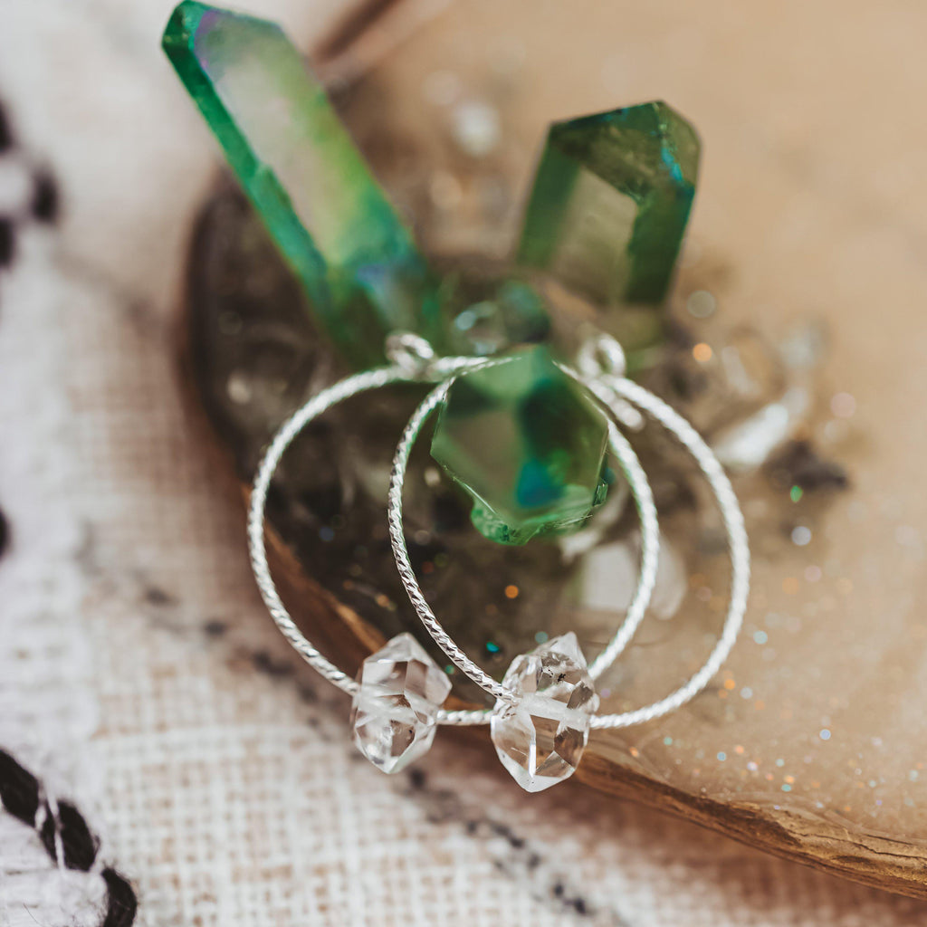 Große Herkimer-Diamant-Creolen
