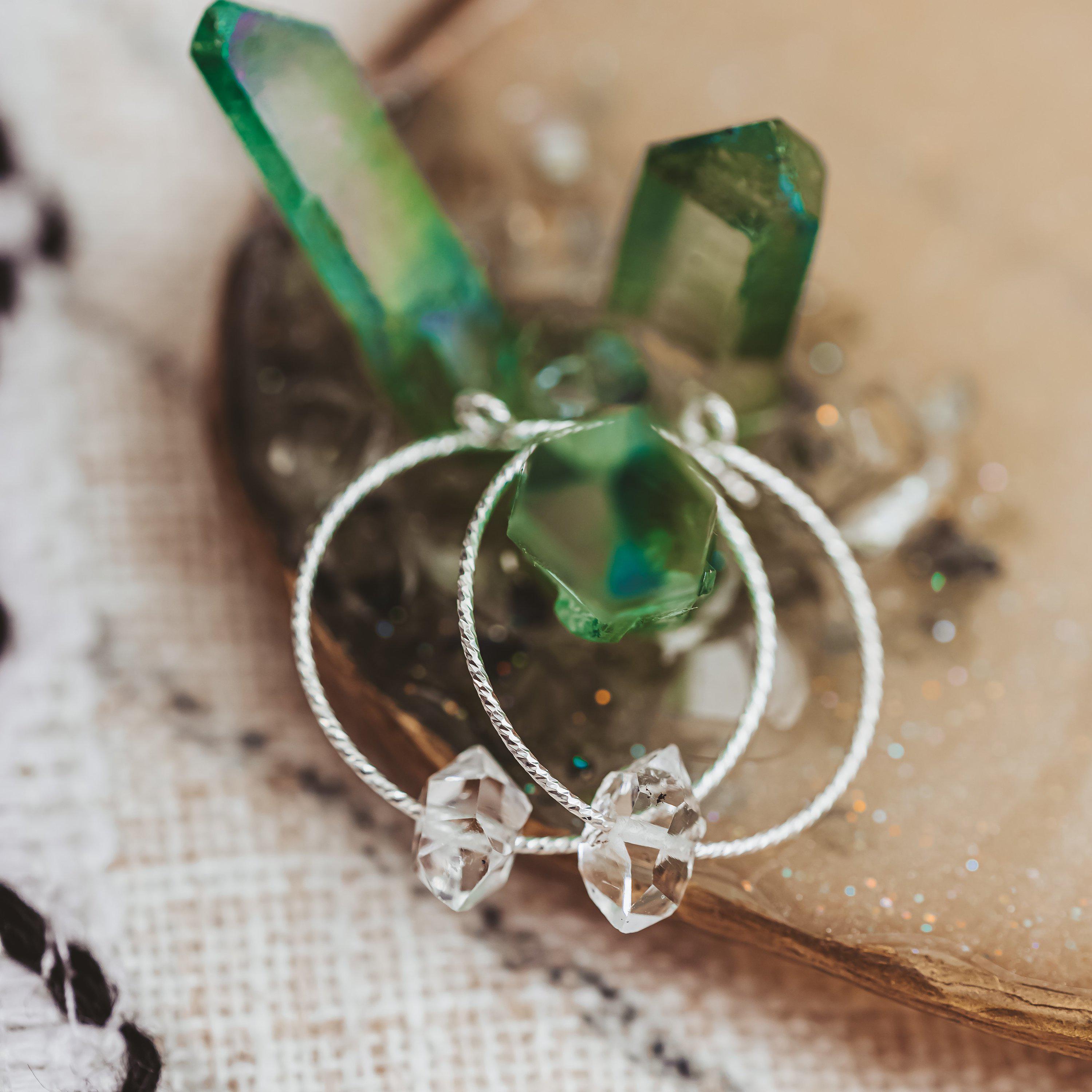 Große Herkimer-Diamant-Creolen
