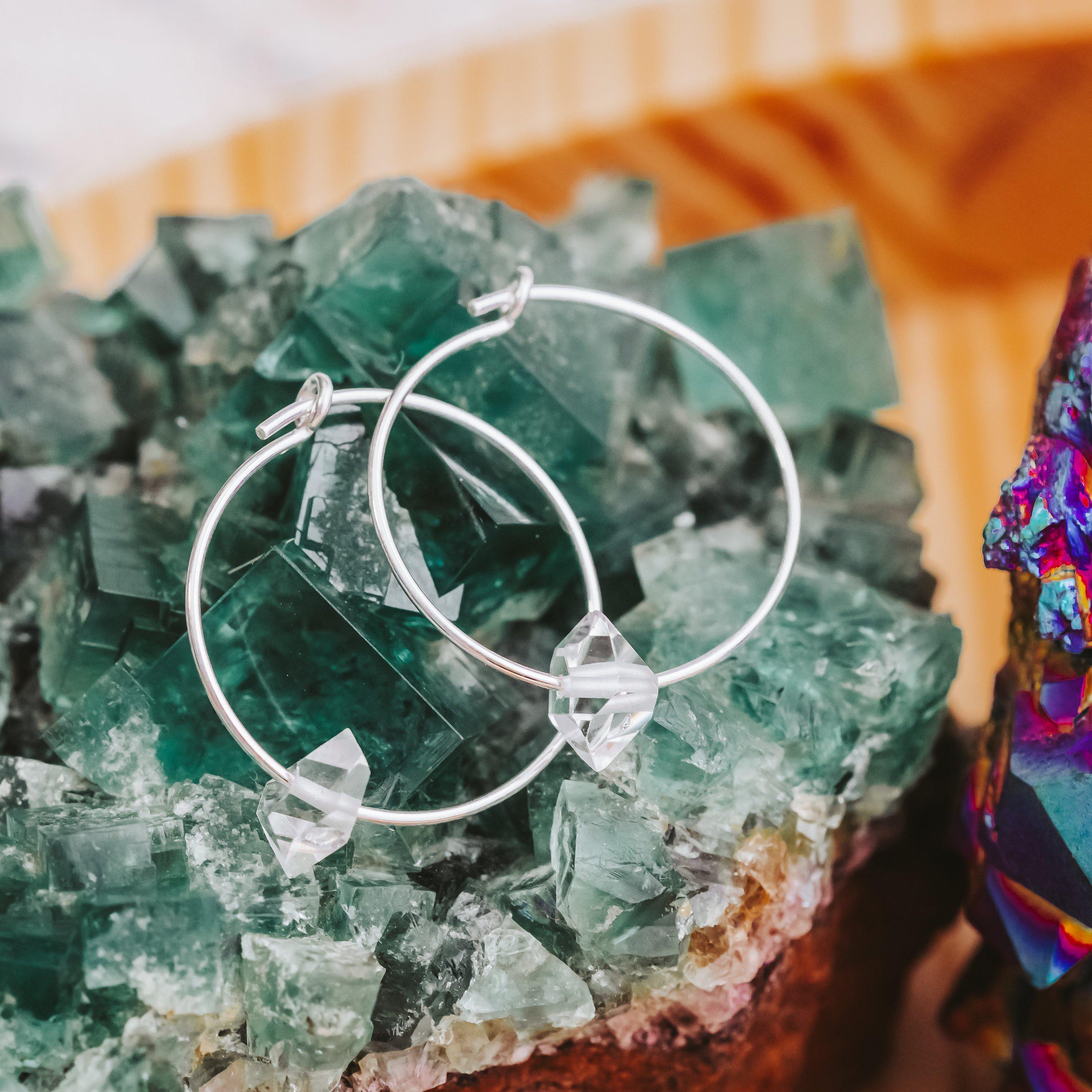 Große Herkimer-Diamant-Creolen