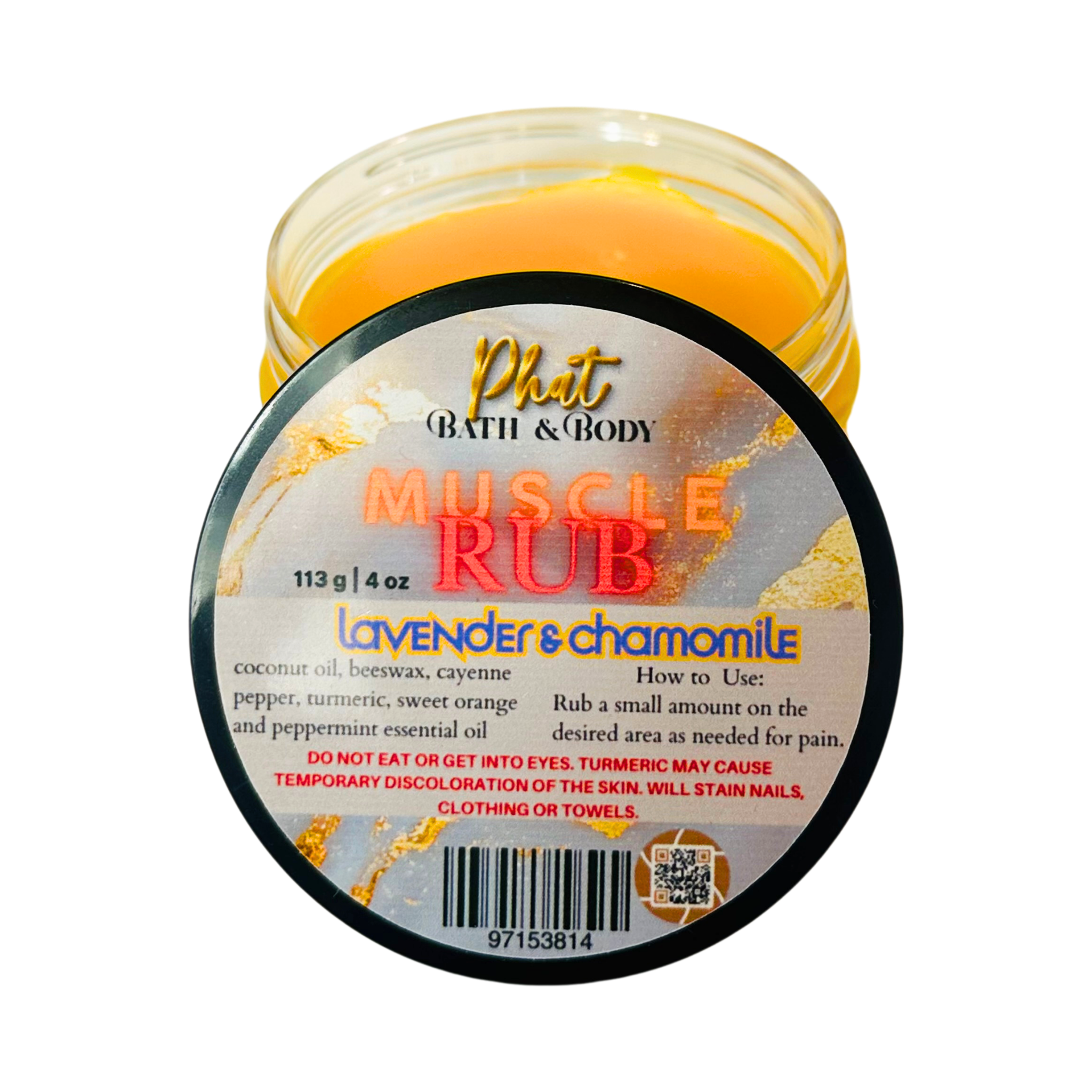 Lavender & Chamomile Organic Turmeric & Cayenne Muscle Rub Natural Relief with Essential Oils | 2 oz | 4 oz