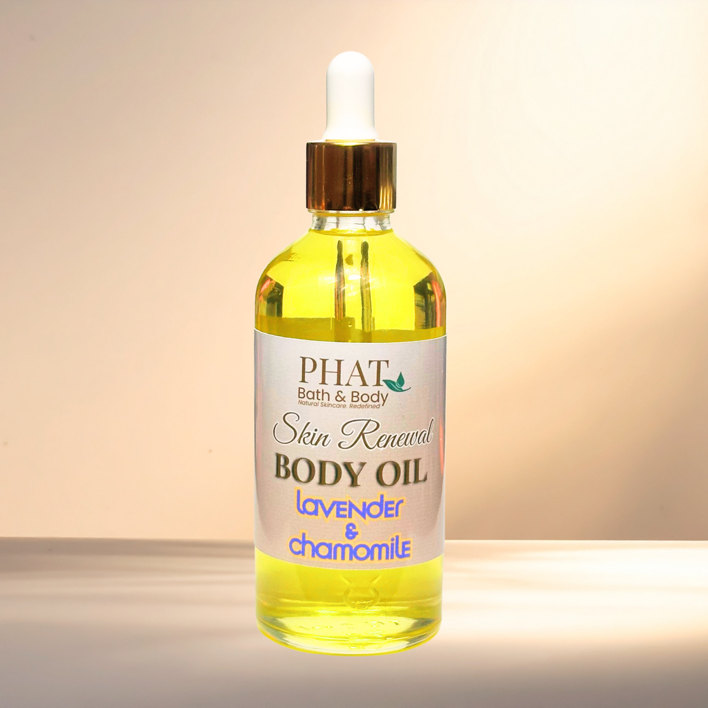 Lavender & Chamomile Skin Renewal Natural Body Oil with Rosehip Carrot Seed & Essential Oils Skin Therapy | 3.2 oz